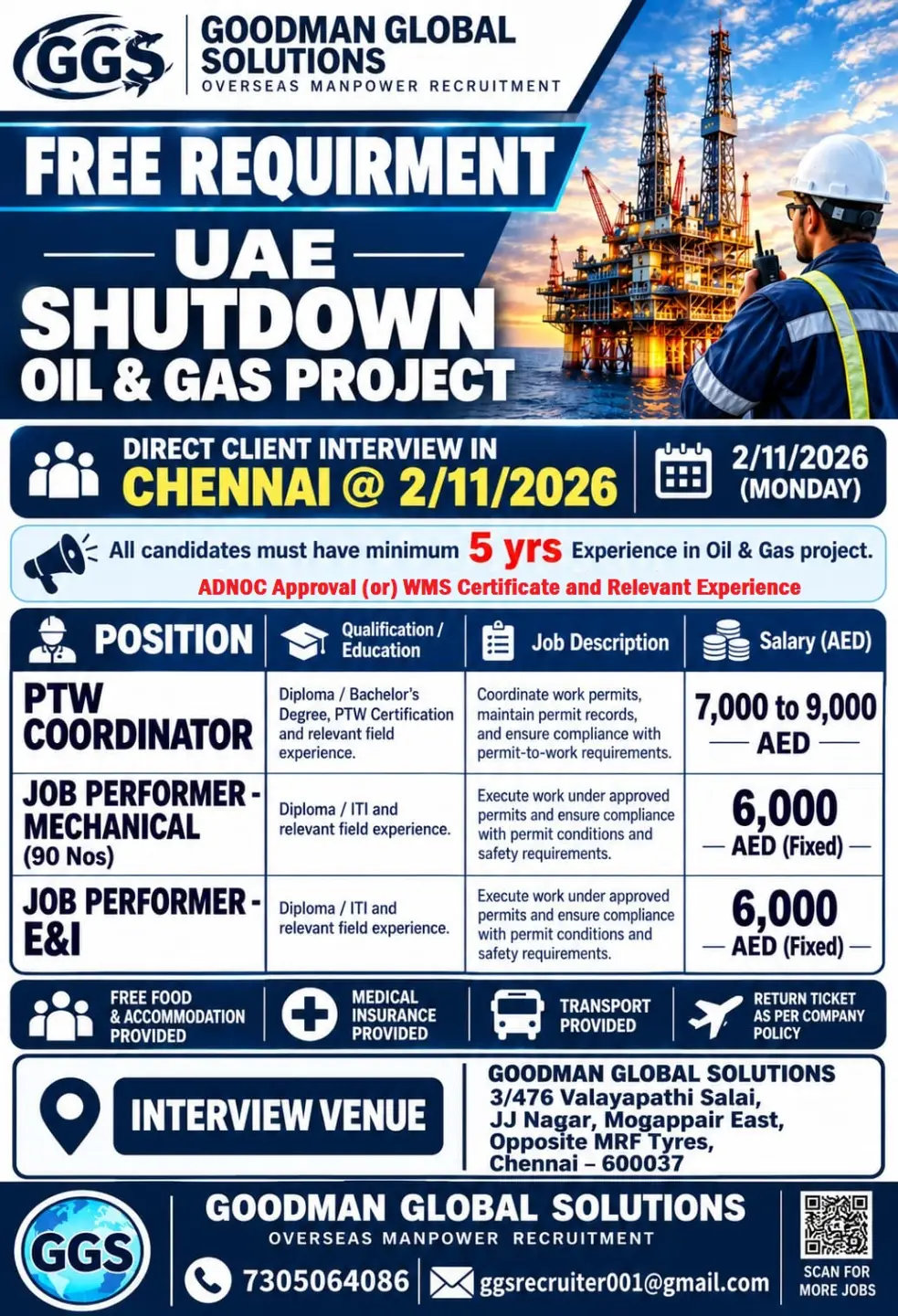 Urgently Required for Oil & Gas Project in UAE at GOODMAN GLOBAL ...